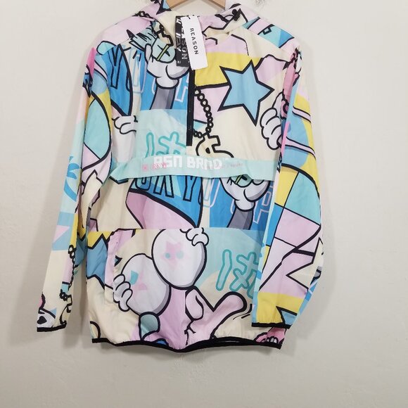 Reason Other - NWT Reason Hoody Multi Color Pastel Graphic Pullover Jacket Lightweight Size L
